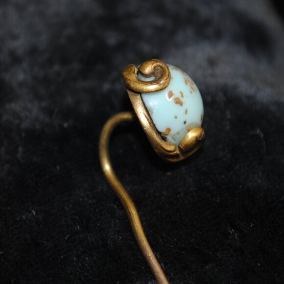Antique Robin's Egg / Blue Art Glass Stick Pin - Picture 3 of 8